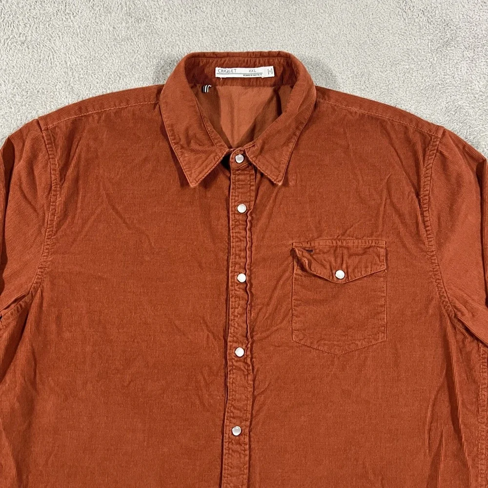 Criquet Corduroy Pearl Snap Shirt Mens 2XL Brown Pocket Golf Western